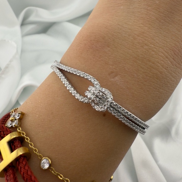 Classic Wedding Silver Crystal Bracelet - Picture 3 of 8